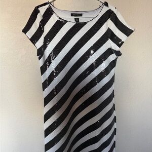Black and White Striped Sequin Dress White House black market